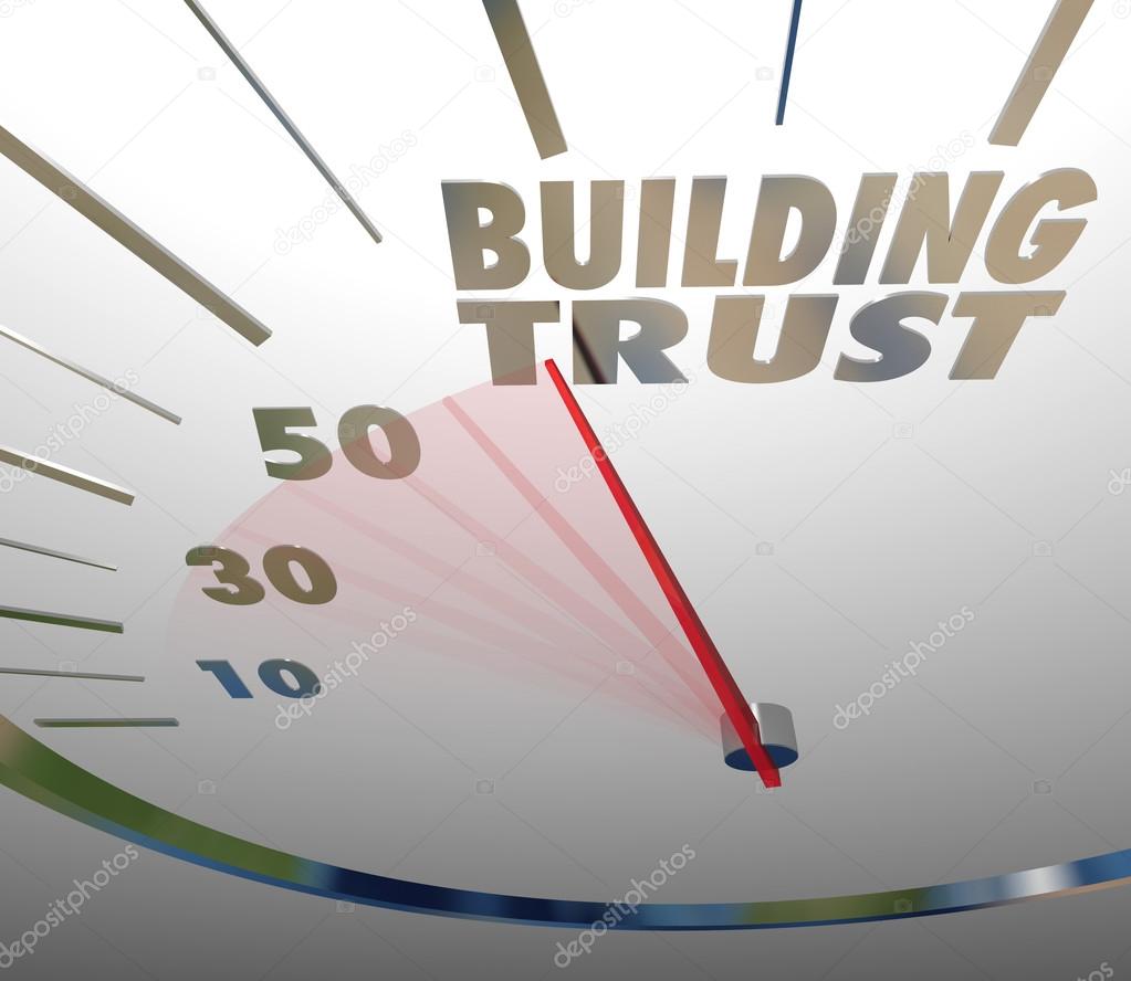 Building Trust words on a speedometer