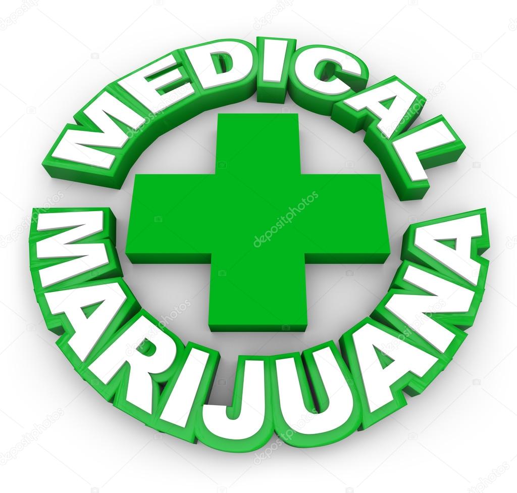 Medical Marijuana in green words around a plus sign