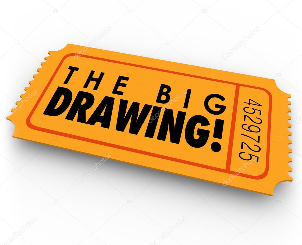 The Big Drawing words on an orange raffle or contest ticket