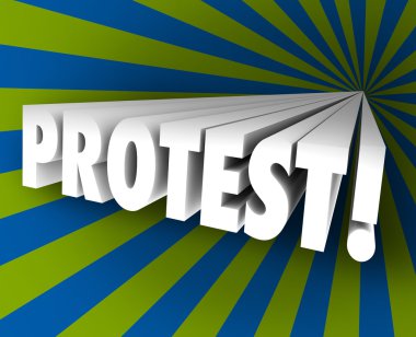 Protest word in 3d letters clipart