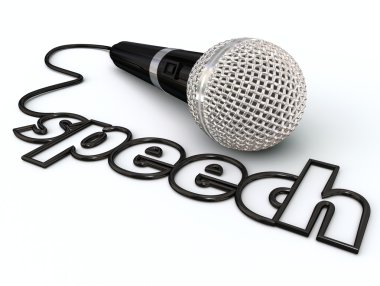 Speech word in a microphone cord clipart