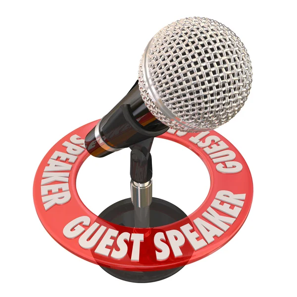 Gastspreker woorden in een ring rond een microfoon — Stockfoto
