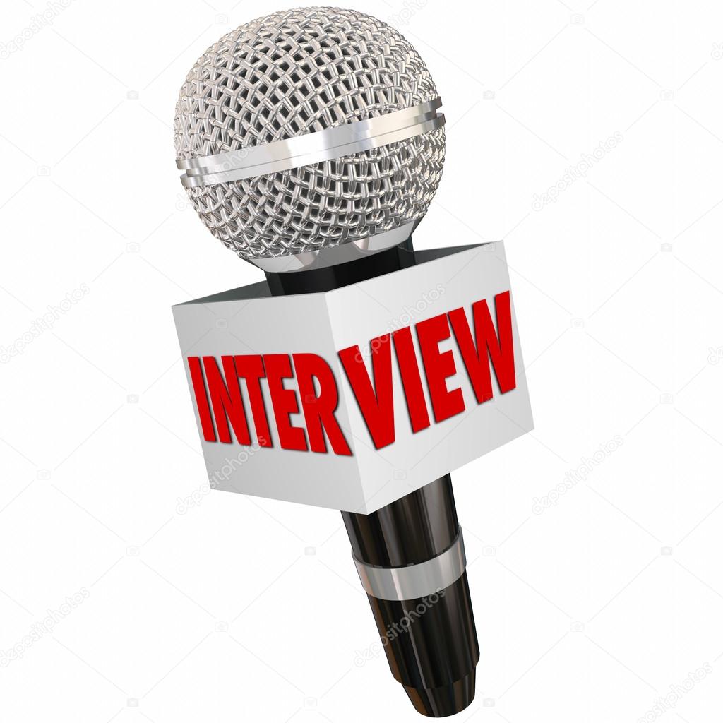 Interview word on a reporter's microphone Stock Photo by ©iqoncept 70162017
