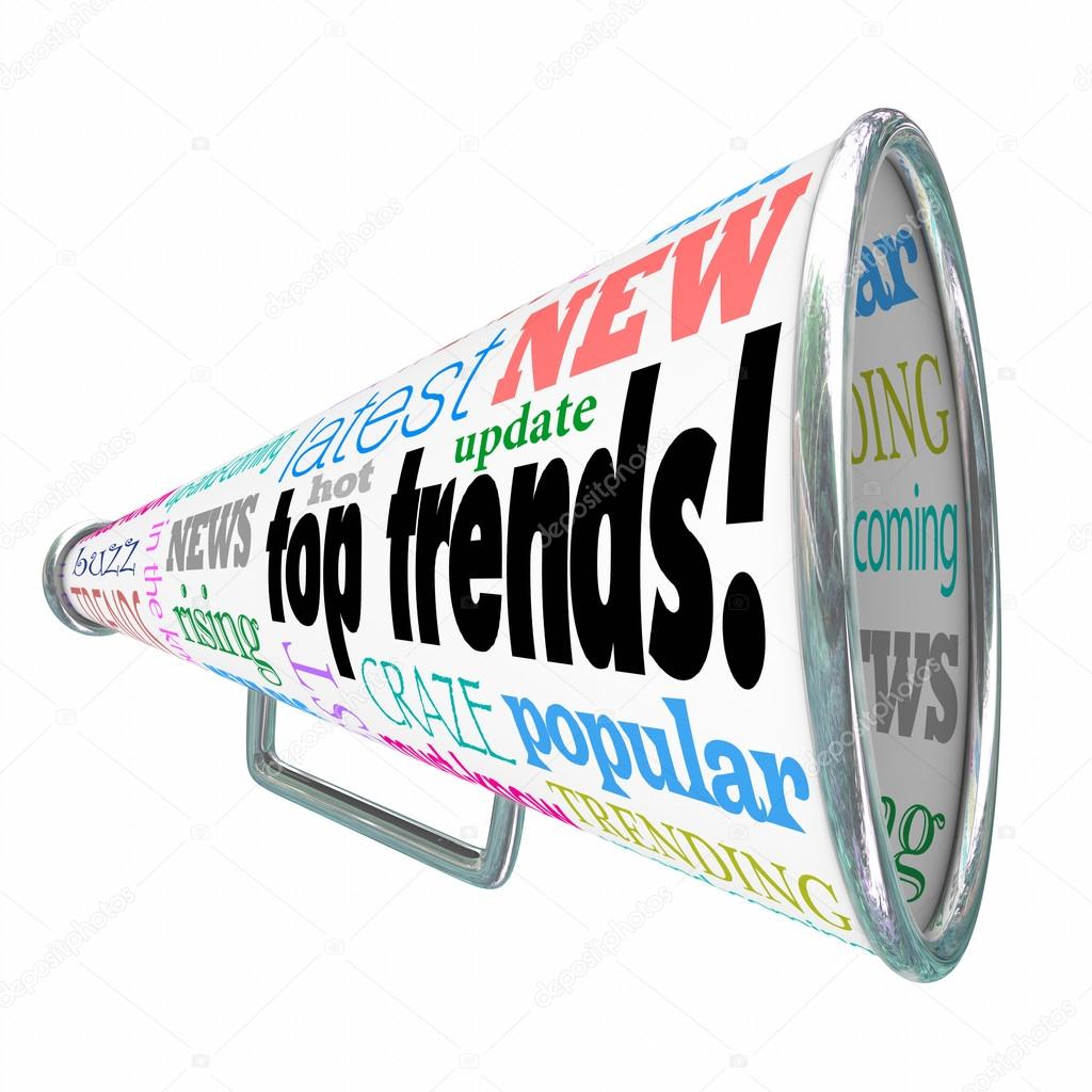 Top Trends words on a bullhorn or megaphone