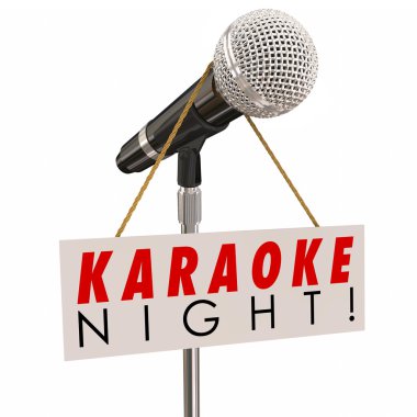 Karaoke Night words on a sign advertising a fun event clipart
