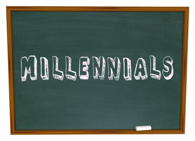Millennials written on a school chalkboard