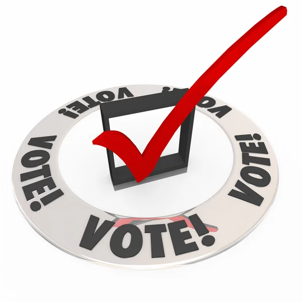 Vote word in a ring around a check mark and box — Stock Photo, Image