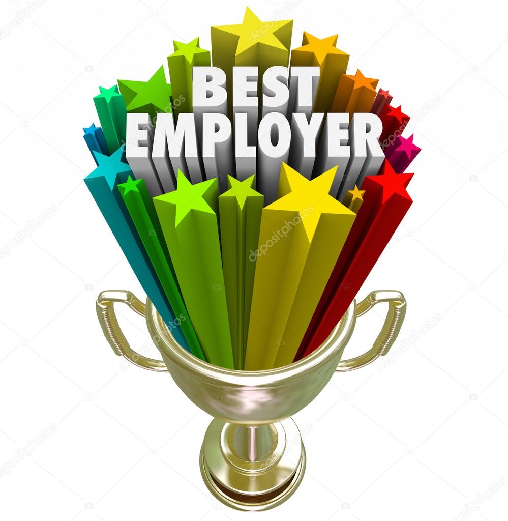 Best Employer words in a gold trophy