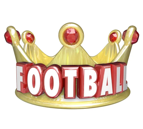 Football word in red 3d letters on a gold crown — Stock Photo, Image