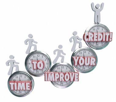 Time to Improve Your Credit words on clocks clipart