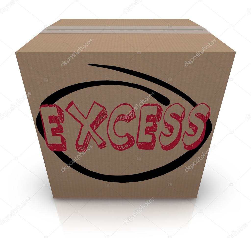 Excess word written on a cardboard box