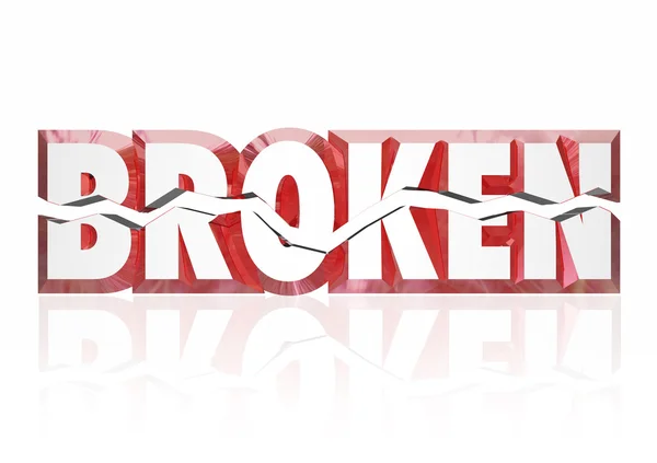 Broken word in 3d letters split in half — Stock Photo, Image