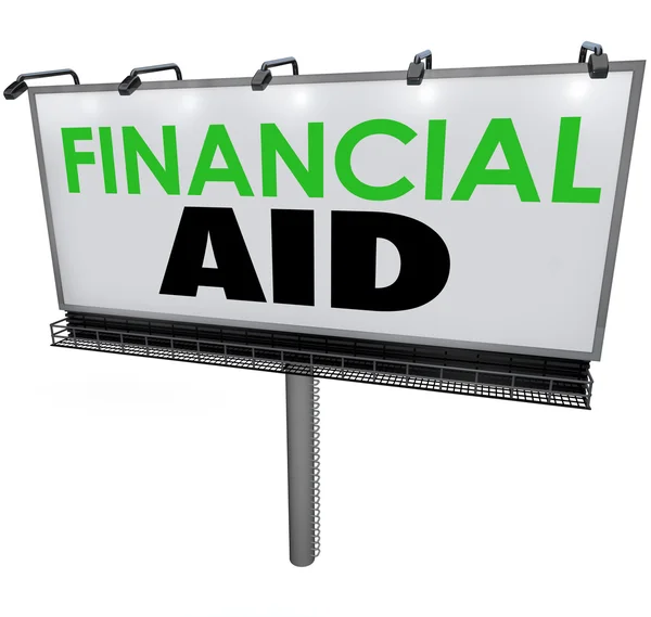 Financial Aid Billboard Sign — Zdjęcie stockowe