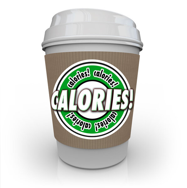 Calories word on a coffee cup