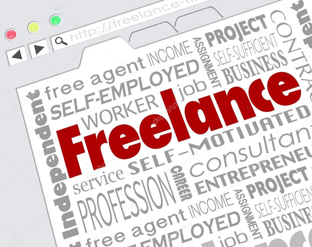 Freelance word on website screen