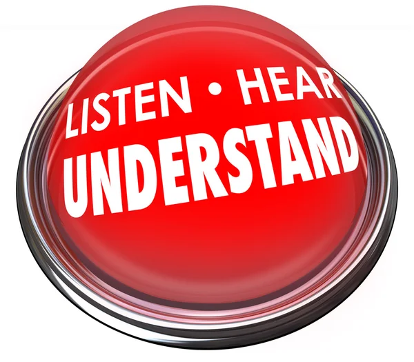 Słuchaj, usłyszeć i zrozumieć słowa — Zdjęcie stockowe