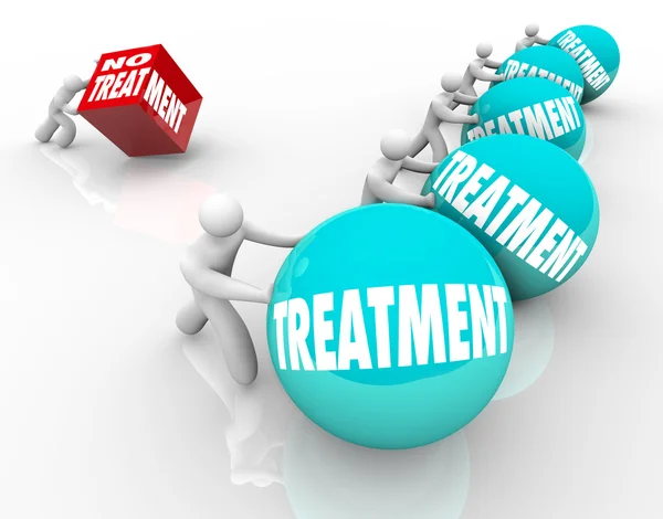 No Treatment words on a cube being pushed by a man — Stock Photo, Image