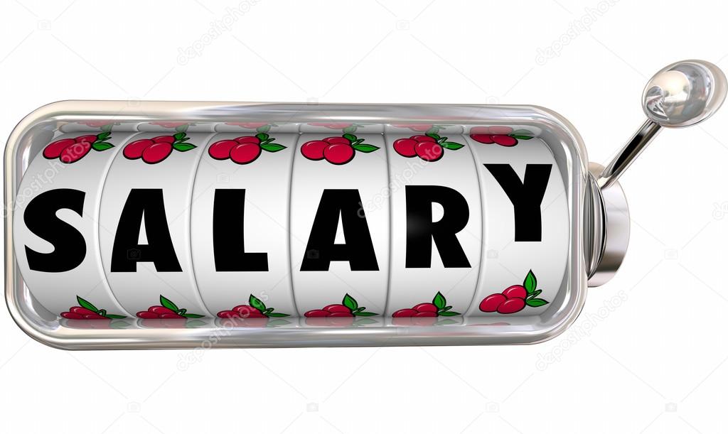 Salary word with letters on slot machine dials