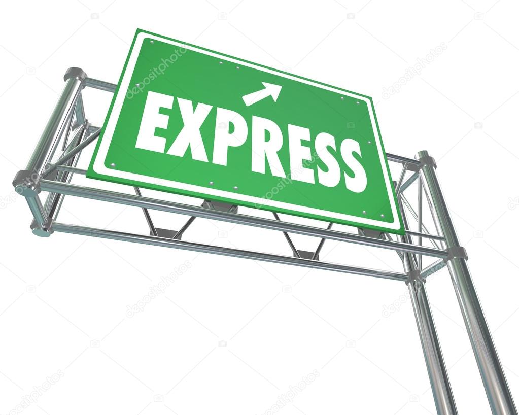 Express word on a green highway or freeway direciton sign