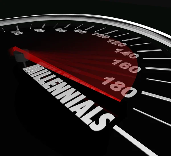 Millennials word on a speedometer — Stock Photo, Image