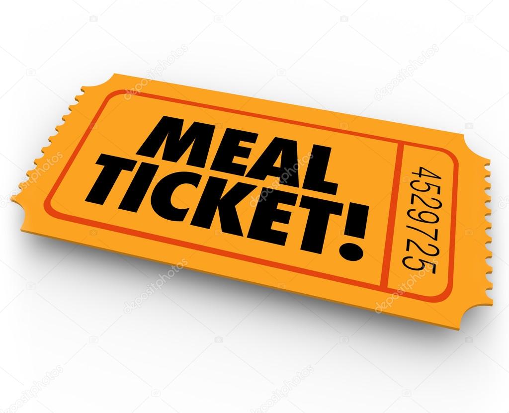 Meal Ticket words on a raffle or contest pass