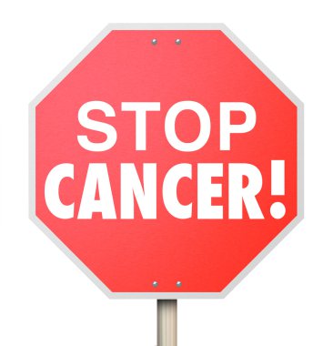 Stop Cancer words on a red sign clipart