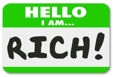 Hello I Am Rich words on a name tag clipart