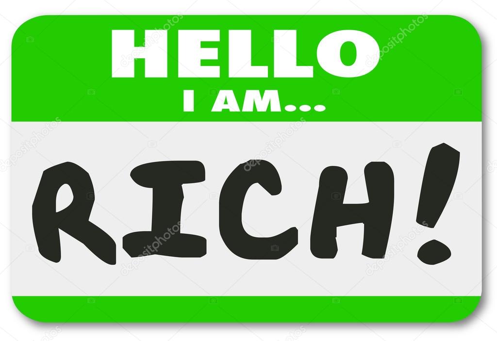 Hello I Am Rich words on a name tag