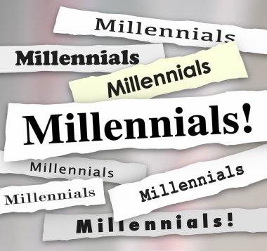 Millennials word in newspaper headlines