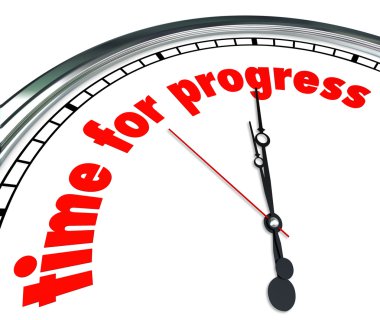 Time for Progress words on a clock clipart