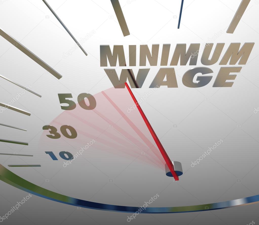 Minimum Wage words on a speedometer