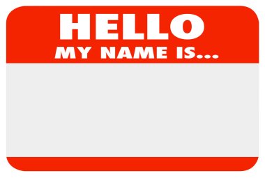 Hello My Name is Blank Blue Name Tag Sticker clipart