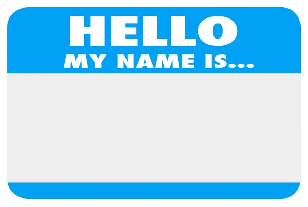 Hello My Name is Blank Blue Name Sticker — стоковое фото