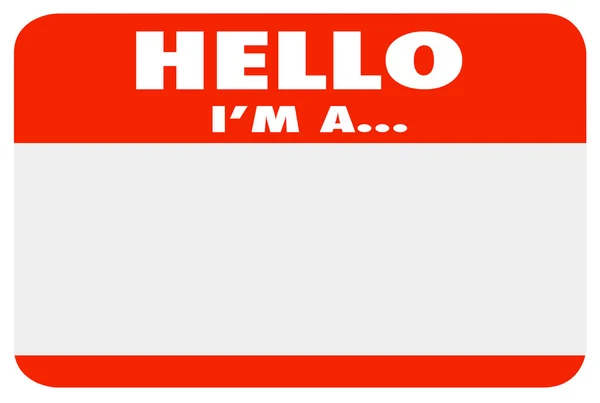 Hello I Am Blank Red Name Tag Sticker — Stock Photo, Image