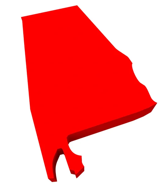 Alabama AL Red 3d State Map — Stock Photo, Image