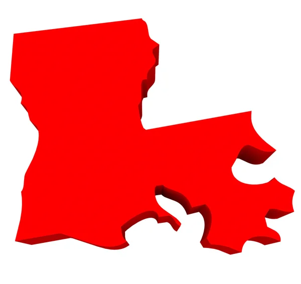 Louisiana Red USA 3d Mapa do Estado — Fotografia de Stock