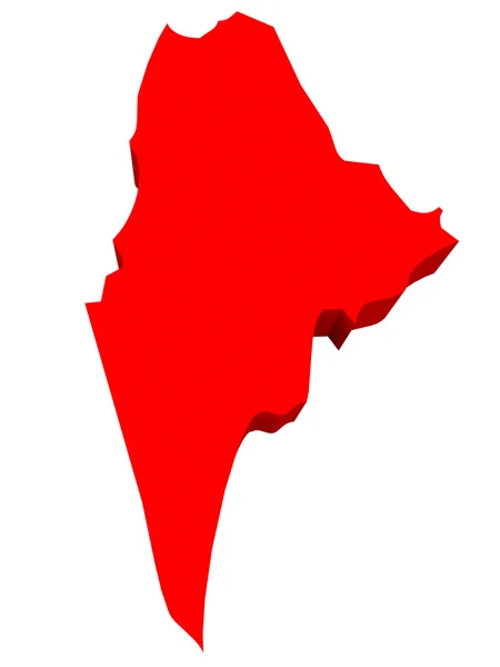 Maine ME Rojo 3d EE.UU. Mapa del Estado — Foto de Stock