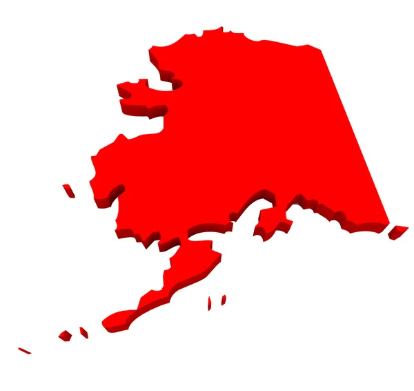 Aljaška ak usa červené 3d státní mapové — Stock fotografie