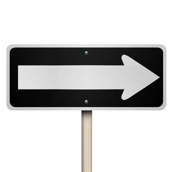 One 1 Way Road Sign Arrow Pointing Direction — Stock Photo, Image