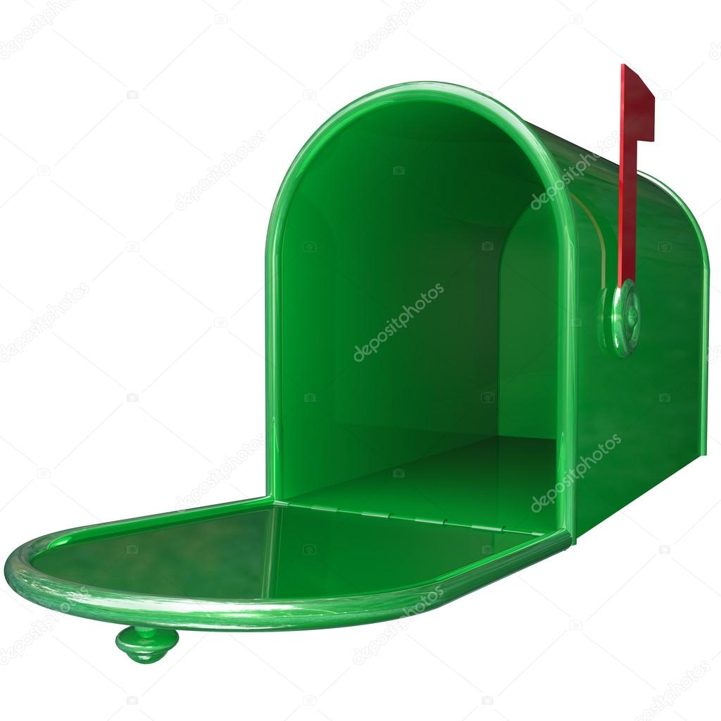 Green Metal Mailbox Empty Blank