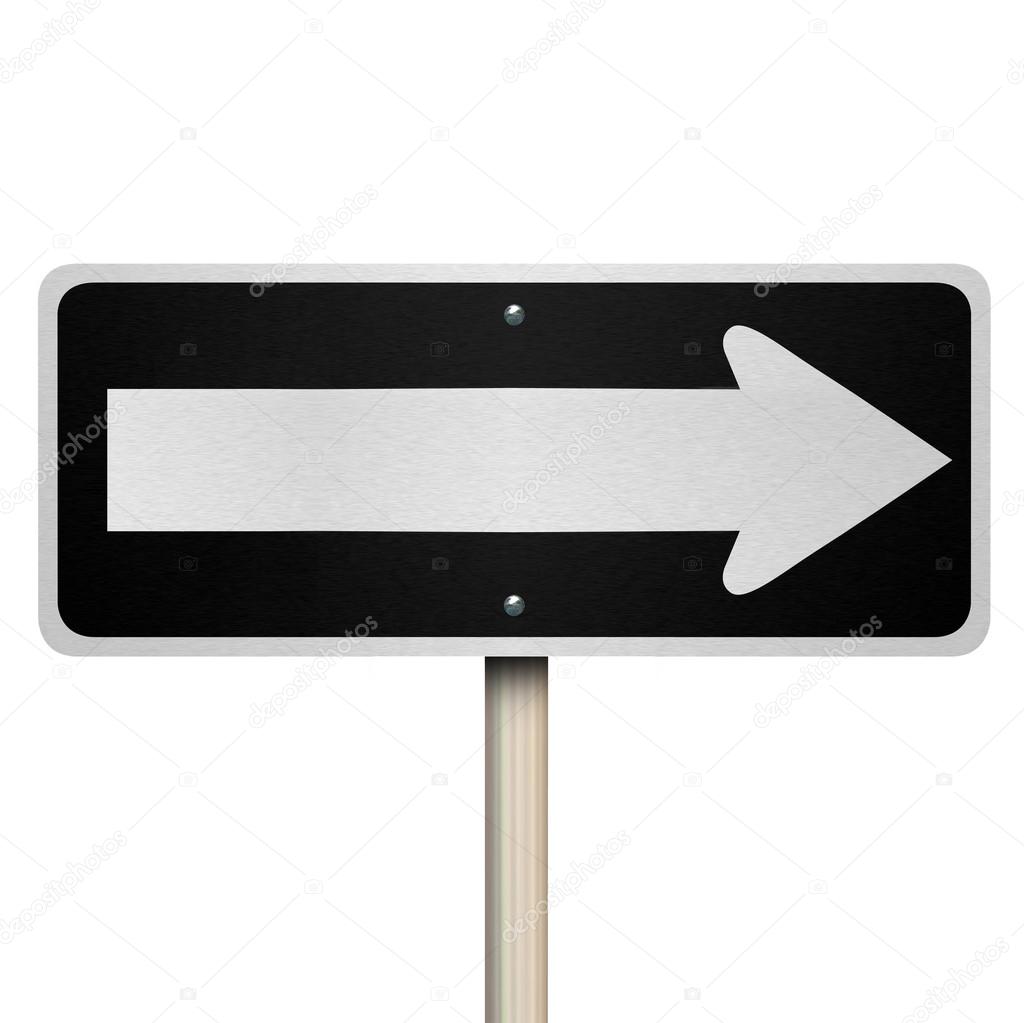 One 1 Way Road Sign Arrow Pointing Direction