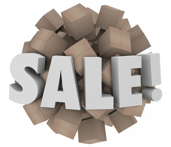 Sale Word Cardboard Boxes — Stock Photo, Image