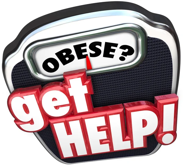 Obese word on a scale display — Stock Photo, Image