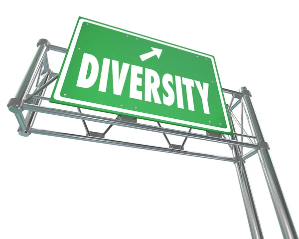 Diversity word on a green freeway exit sign — Stock Photo, Image