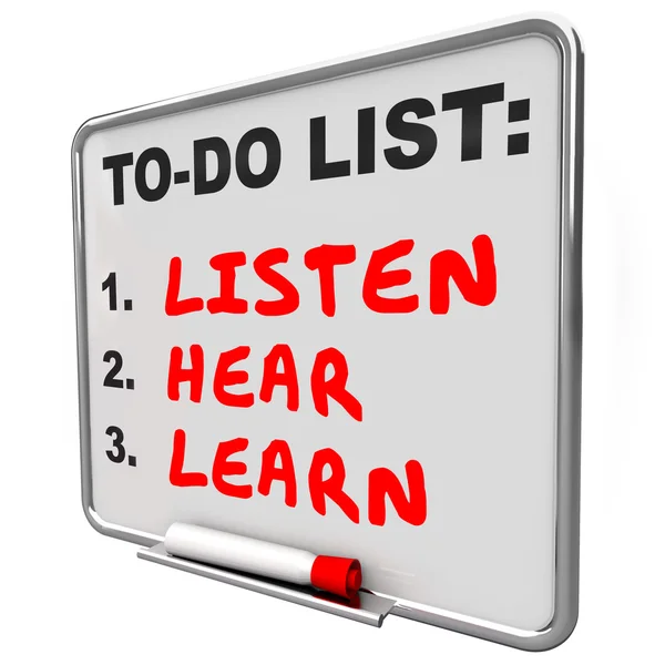 Listen Hear Learn To-Do List — Zdjęcie stockowe