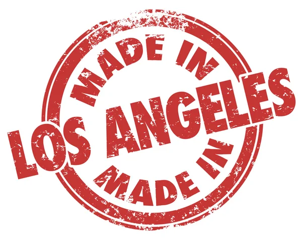 Made in Los Angeles words stamped in red ink — Stock Photo, Image