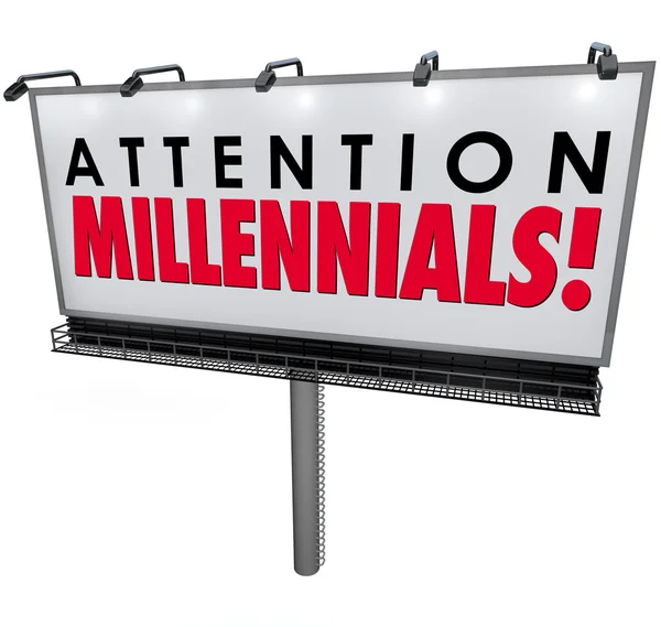 Attention Millennials Billboard Sign — Stock fotografie