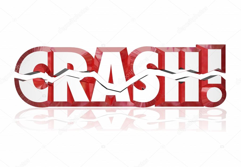 Crash word in cracked 3d red letters