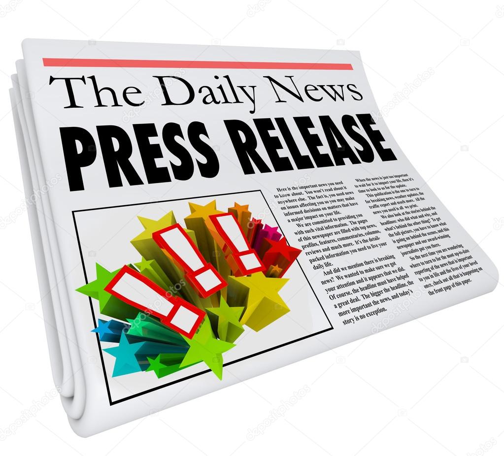 Press Release words in a newspaper headline to illustrate PR