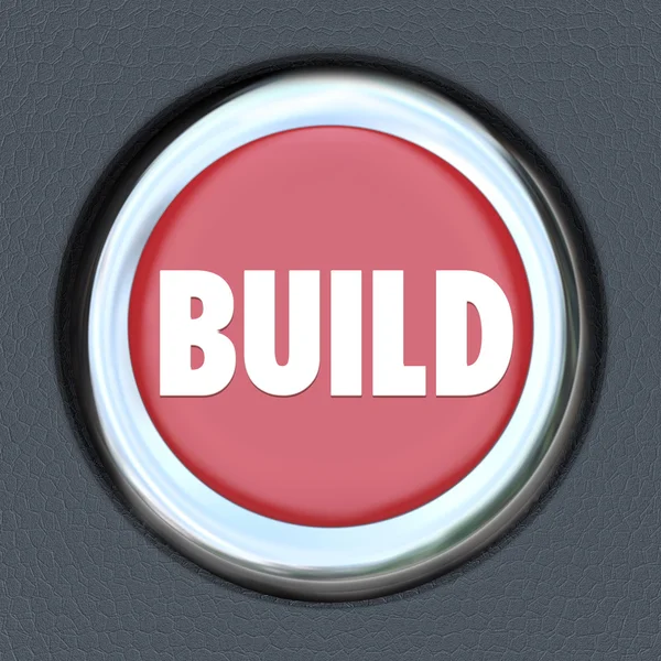 Build red round button as start or ignition — Stock Photo, Image